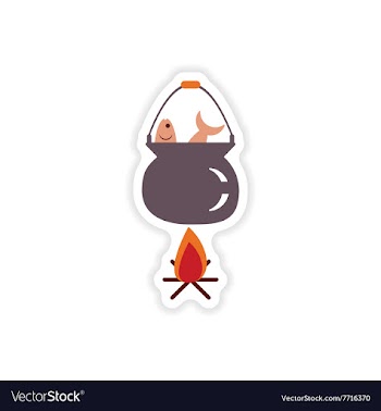 Stylish paper sticker on white background fish vector image