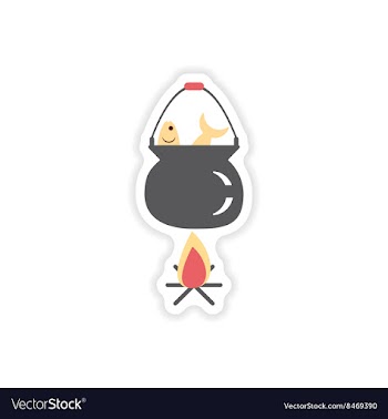 Stylish paper sticker on white background fish vector image