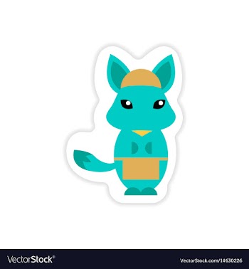Stylish paper sticker on white background fox vector image