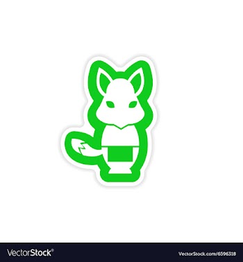Stylish paper sticker on white background fox vector image