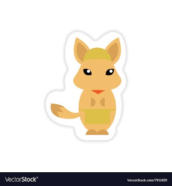 Stylish paper sticker on white background fox vector image