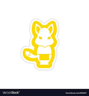 Stylish paper sticker on white background fox vector image