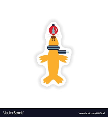 Stylish paper sticker on white background fur seal vector image