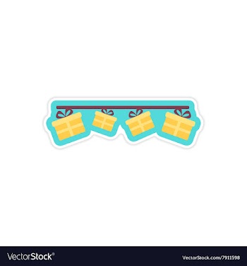 Stylish paper sticker on white background garland vector image