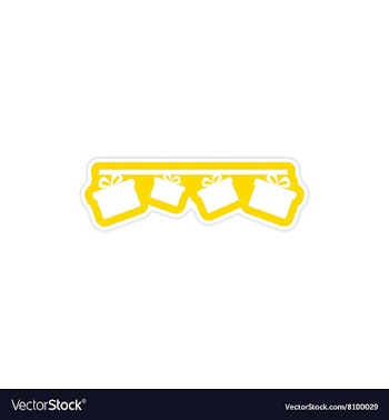 Stylish paper sticker on white background garland vector image