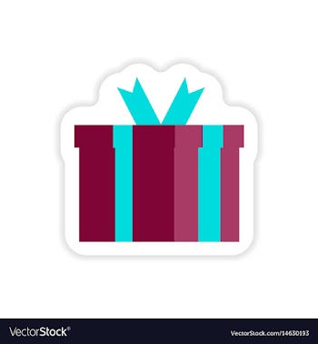 Stylish paper sticker on white background gift box vector image