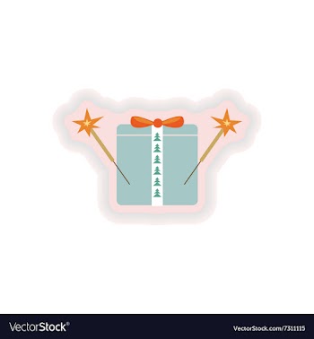 Stylish paper sticker on white background gift vector image