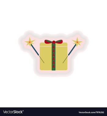 Stylish paper sticker on white background gift vector image