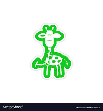 Stylish paper sticker on white background giraffe vector image