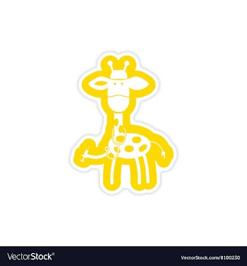 Stylish paper sticker on white background giraffe vector image