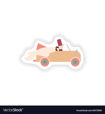 Stylish paper sticker on white background groom vector image
