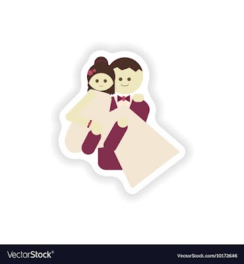 Stylish paper sticker on white background groom vector image