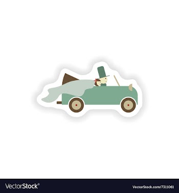 Stylish paper sticker on white background groom vector image
