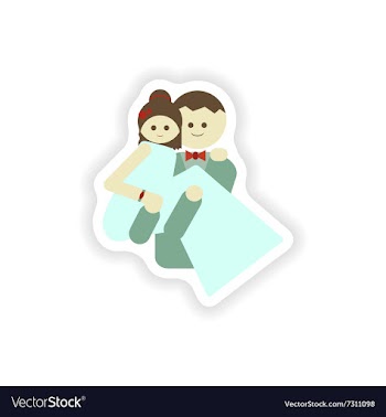 Stylish paper sticker on white background groom vector image