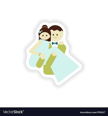 Stylish paper sticker on white background groom vector image