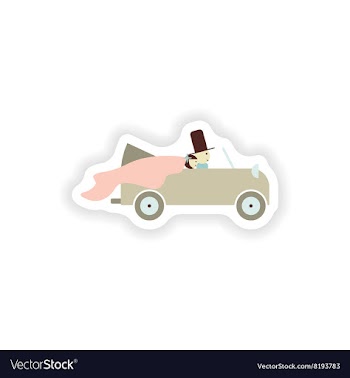 Stylish paper sticker on white background groom vector image