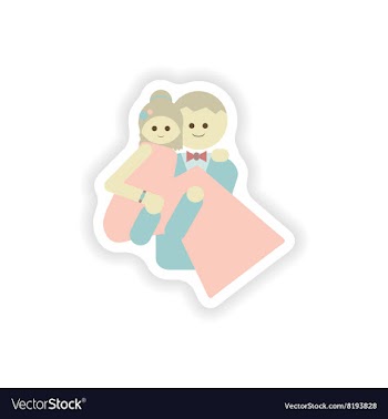 Stylish paper sticker on white background groom vector image