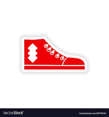 Stylish paper sticker on white background gumshoes vector image