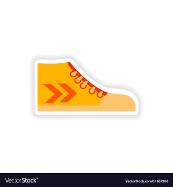 Stylish paper sticker on white background gumshoes vector image