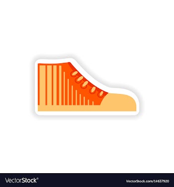 Stylish paper sticker on white background gumshoes vector image