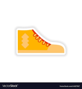 Stylish paper sticker on white background gumshoes vector image
