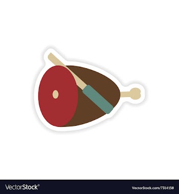 Stylish paper sticker on white background ham and vector image
