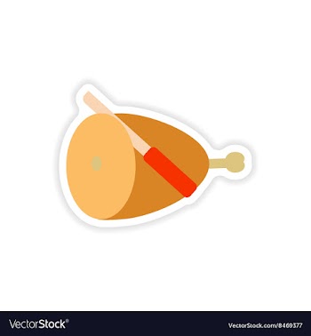 Stylish paper sticker on white background ham and vector image