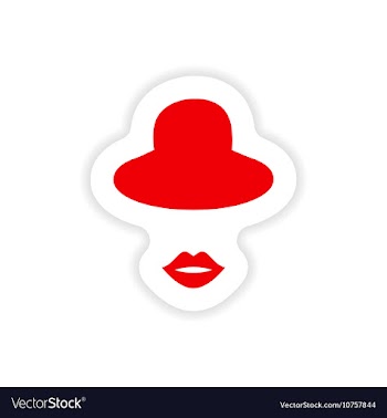 Stylish paper sticker on white background hat lips vector image