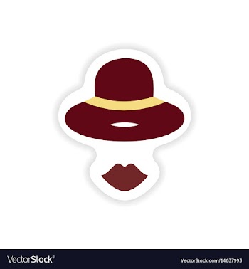 Stylish paper sticker on white background hat lips vector image