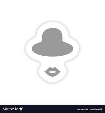 Stylish paper sticker on white background hat lips vector image