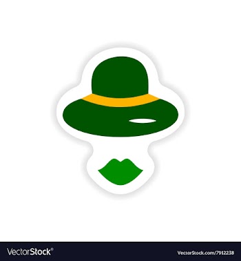Stylish paper sticker on white background hat lips vector image