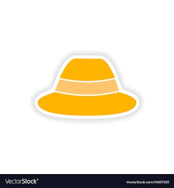 Stylish paper sticker on white background hat vector image