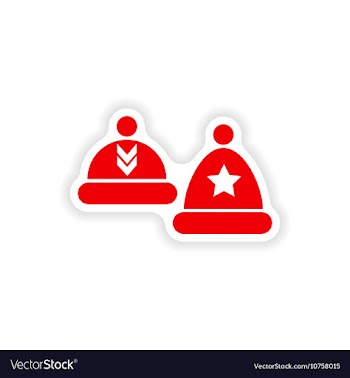 Stylish paper sticker on white background hats vector image