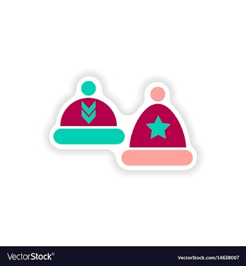 Stylish paper sticker on white background hats vector image