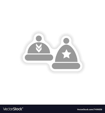Stylish paper sticker on white background hats vector image