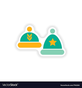 Stylish paper sticker on white background hats vector image