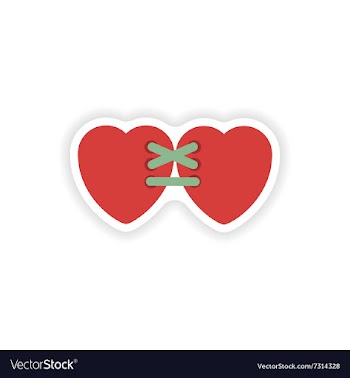 Stylish paper sticker on white background hearts vector image