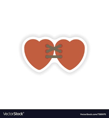 Stylish paper sticker on white background hearts vector image