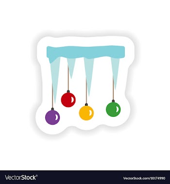 Stylish paper sticker on white background icicles vector image