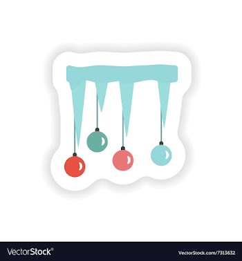 Stylish paper sticker on white background icicles vector image