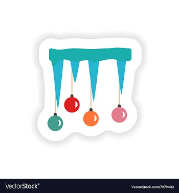 Stylish paper sticker on white background icicles vector image