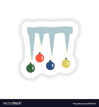 Stylish paper sticker on white background icicles vector image