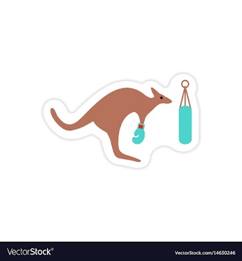 Stylish paper sticker on white background kangaroo vector image