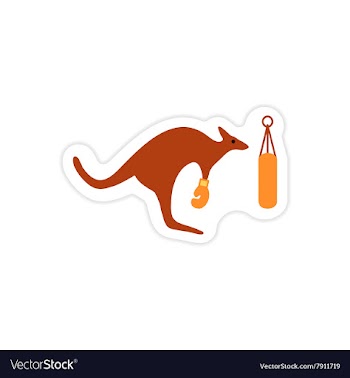 Stylish paper sticker on white background kangaroo vector image