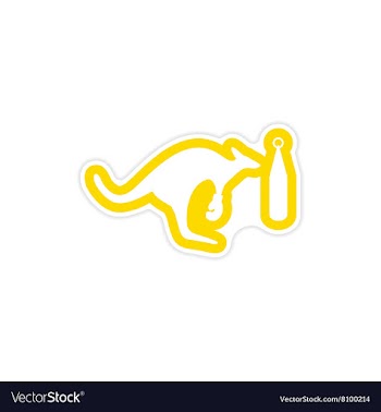Stylish paper sticker on white background kangaroo vector image