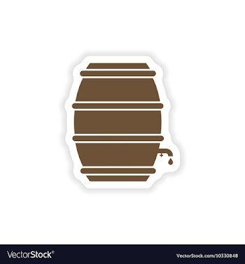 Stylish paper sticker on white background keg beer vector image