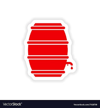 Stylish paper sticker on white background keg beer vector image