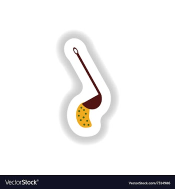 Stylish paper sticker on white background ladle vector image