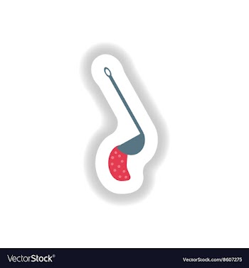 Stylish paper sticker on white background ladle vector image