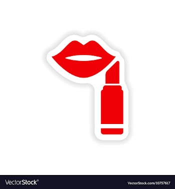 Stylish paper sticker on white background lipstick vector image